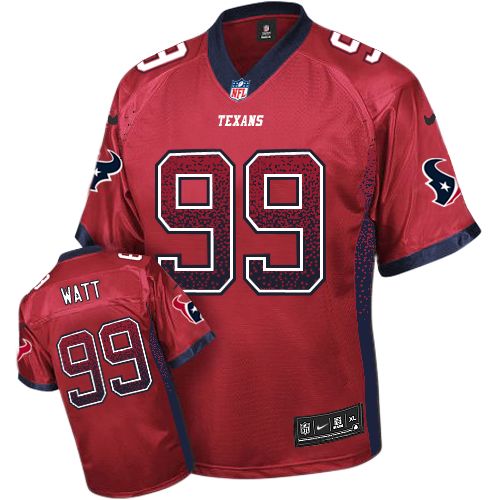 Men's Limited J.J. Watt Nike Jersey Red - #99 Drift Fashion NFL Houston Texans